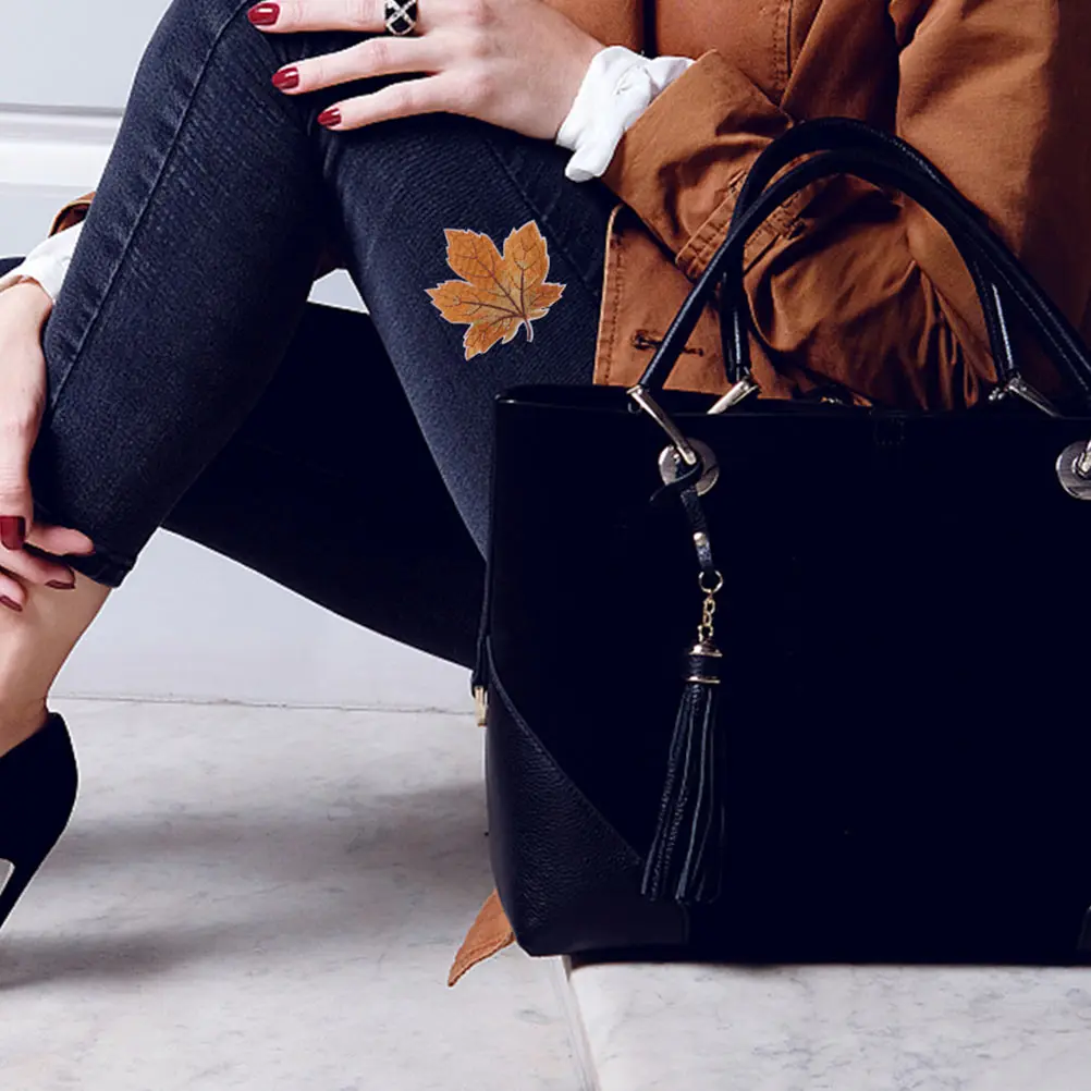 

6pcs Maple Leaf Embroidery Patch Iron On Applique For Diy Clothing Repair Sewing Craft Garment Accessories Hot Melt Sticker