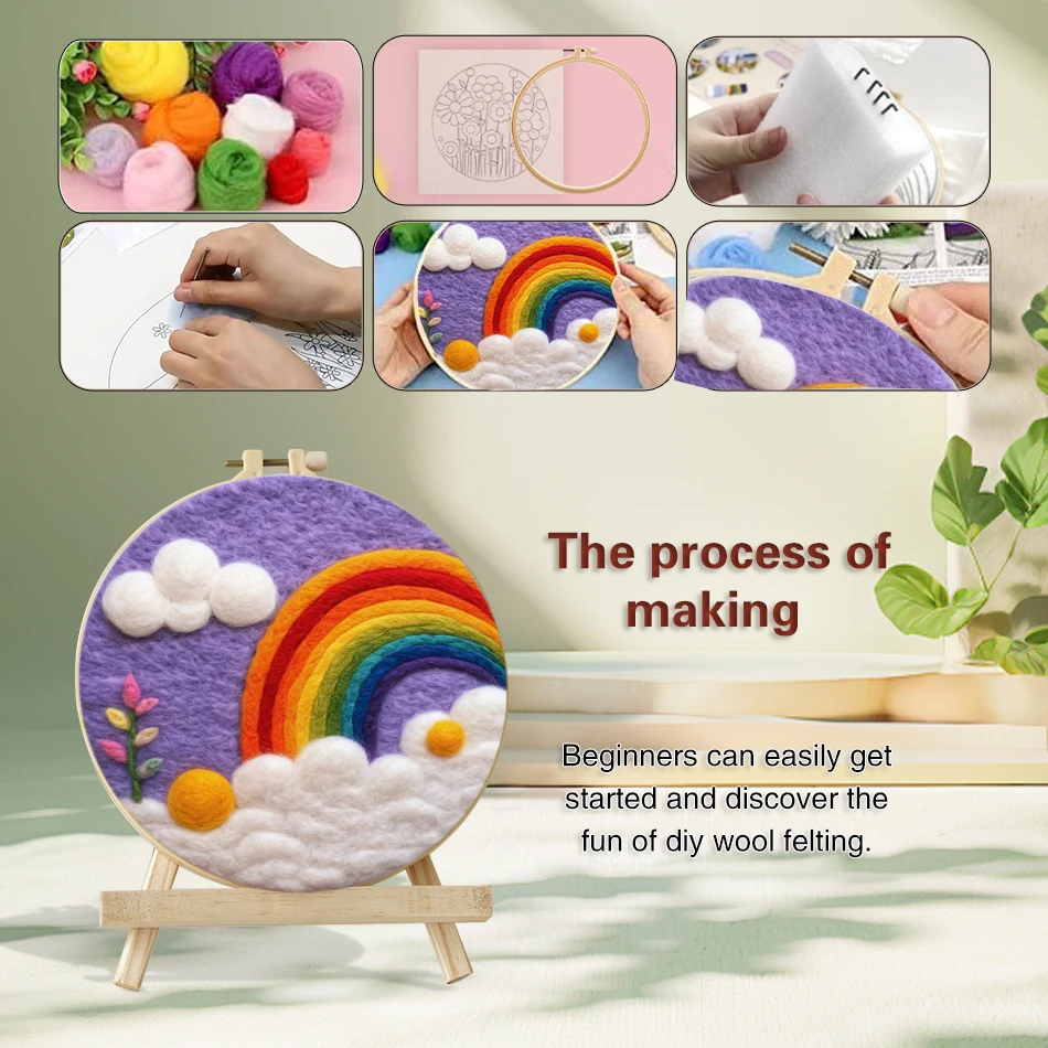 GATYZTORY 20x20 سنتيمتر الإطار الصوف طقم الطلاء إبرة ورأى المشهد صورة الصوف إبرة اللوحة الحرفية اللوحة هدية لأمي #2