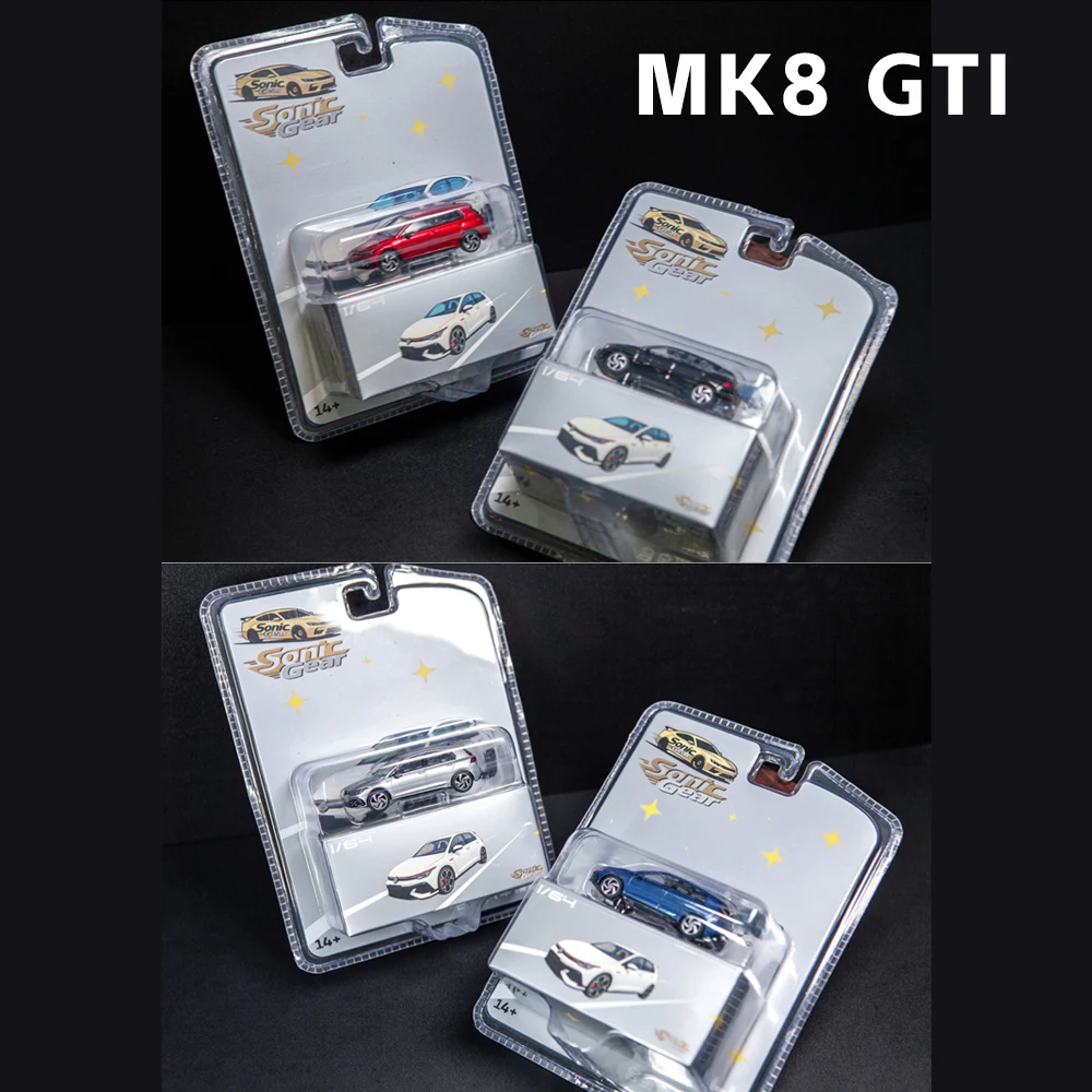 Presale Sonic Gear 1/64 MK8 GTI Alloy Car Model Diecast Metal Miniature Toy Blister Packaging for Collection Gift