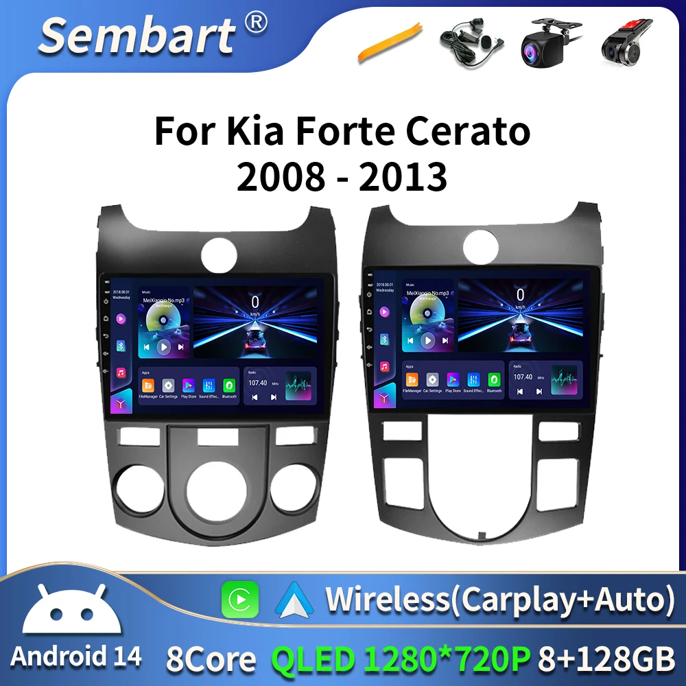 Android 16 Carplay Auto WIFI+4G Car Radio For KIA Forte Cerato 2008 2009 2010 2011 2012 Multimedia Video Player Stereo GPS Audio