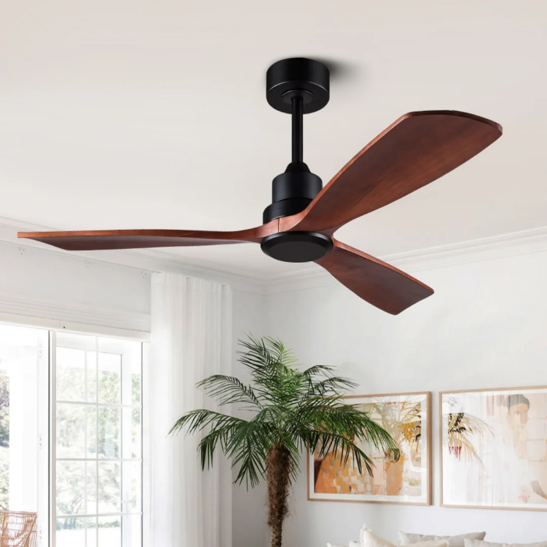 52in Ceiling Fan Wood Industrial DC 85V - 260V Motor Decorative Ceiling Fans Interior Lighting For Living Room Restaurant