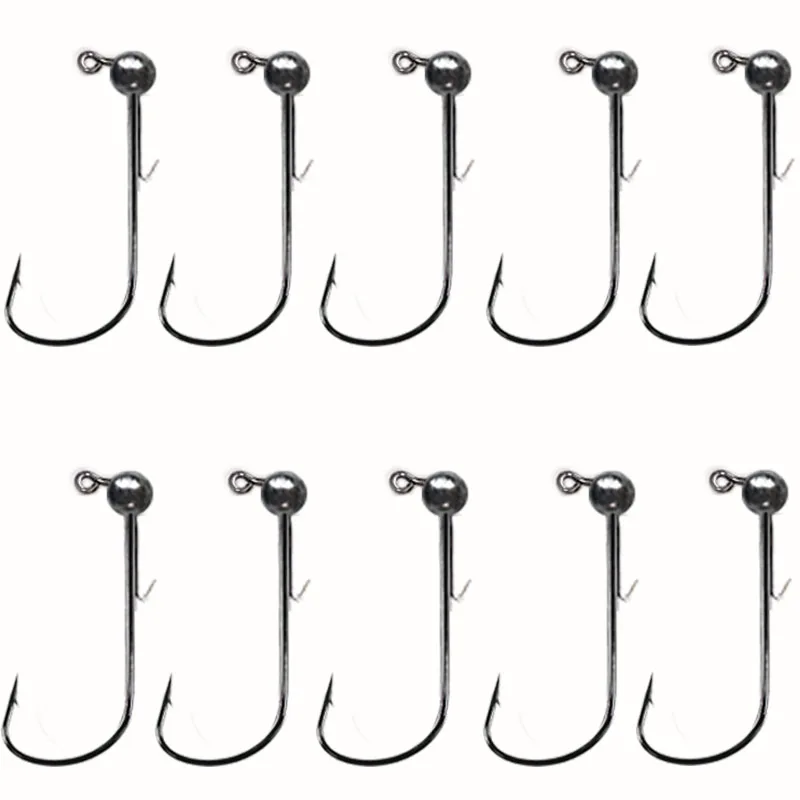 10 Stück/Set Jigkopf-Angelhaken 0,7g-7g Crank-Jig-Köder Fischhaken Weicher Wurm Angelzubehör – Detail 1