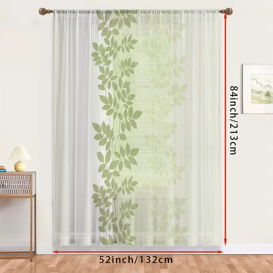 1PC Sheer Curtain Green Vine L - Curtain Rods ulasan dan harga