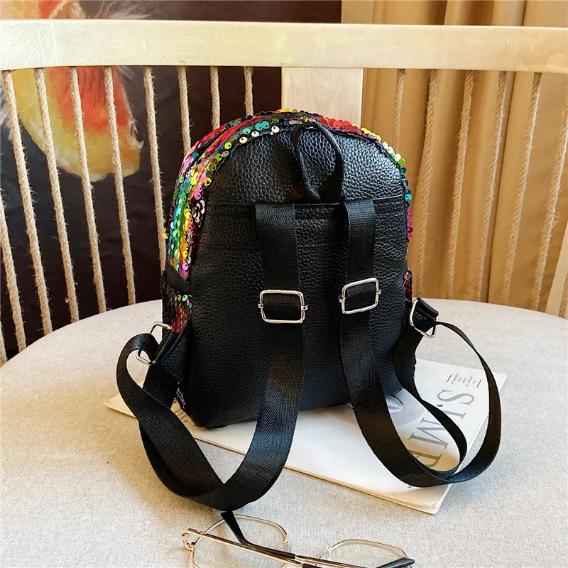 Mochila escolar de lentejuelas para niños y niñas adolescentes, bolso de hombro pequeño de dibujos animados, Mochila de moda