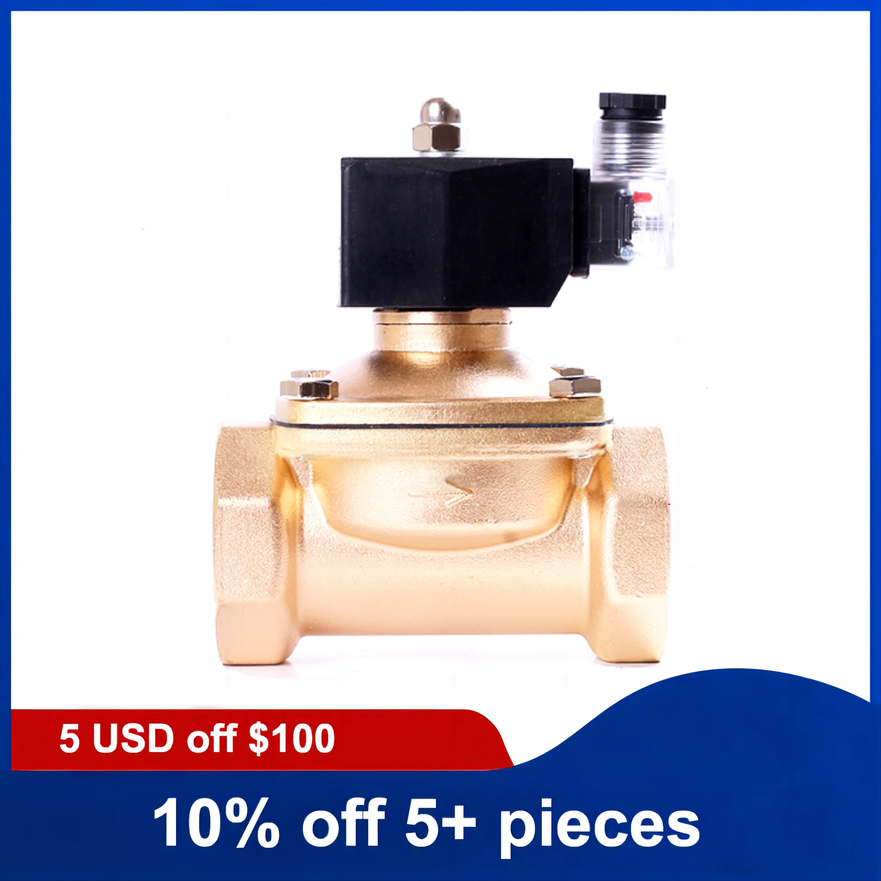 

2 inch Brass Normally Closed Solenoid Valve 220V 12V 24V Direct Acting Solenoid Valve with LED Light