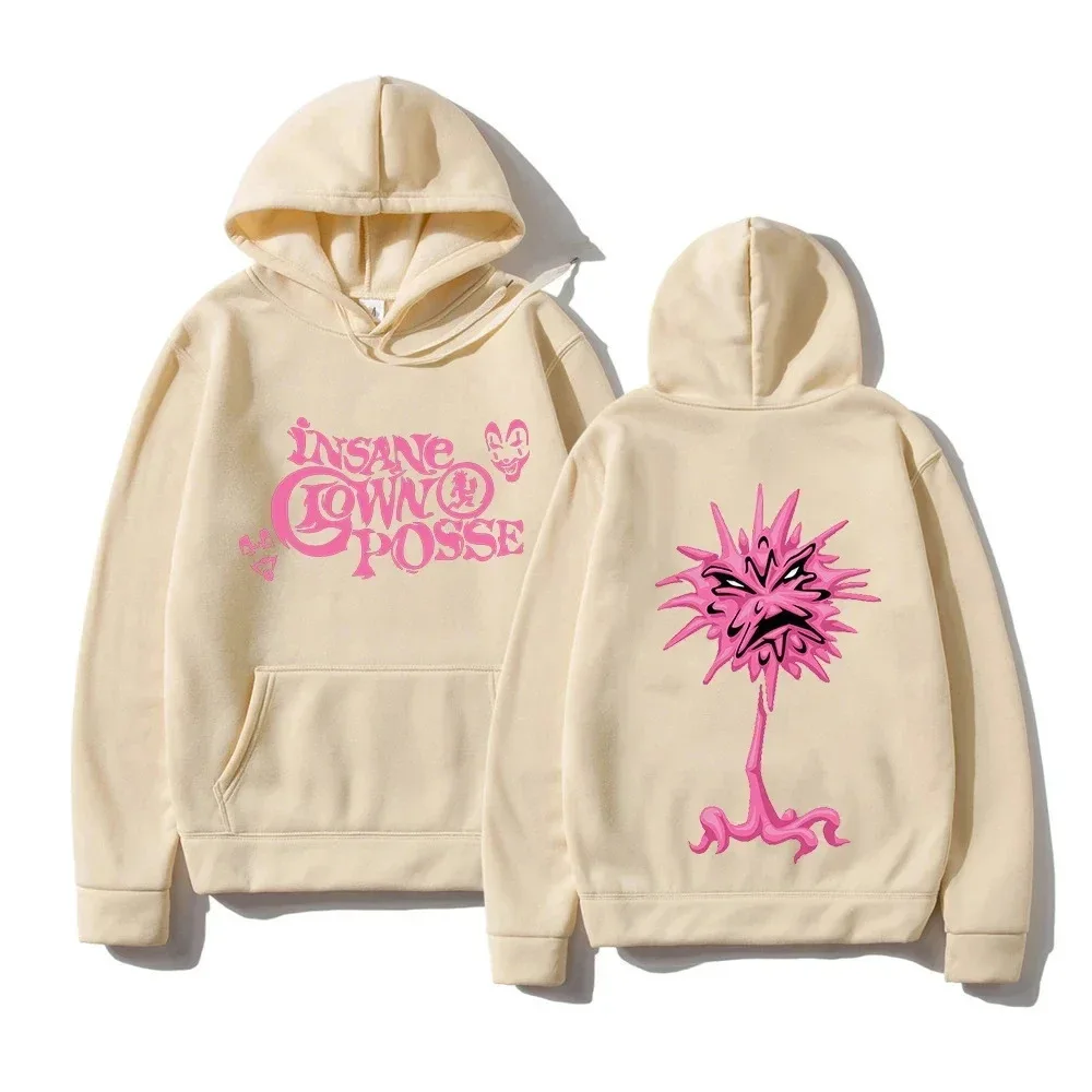 سترة وبلوز ذات قلنسوة برسومات عصرية من The Insane Clown Posse بتصميم فريد من نوعه، سويت شيرت كاجوال باللون الأبيض للشارع