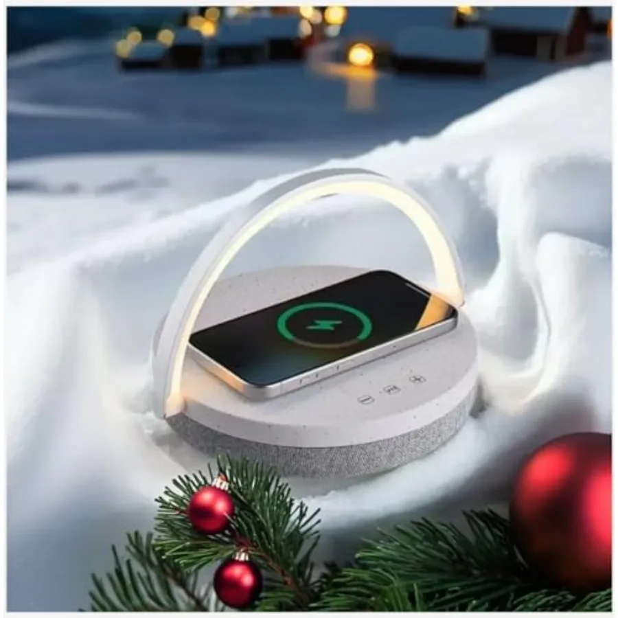 Bedlampje met draadloze oplader Verjaardagscadeaus voor vrouwen 6-in-1 Touch-bedlampje Draagbare Bluetooth-luidspreker Cadeau voor haar M