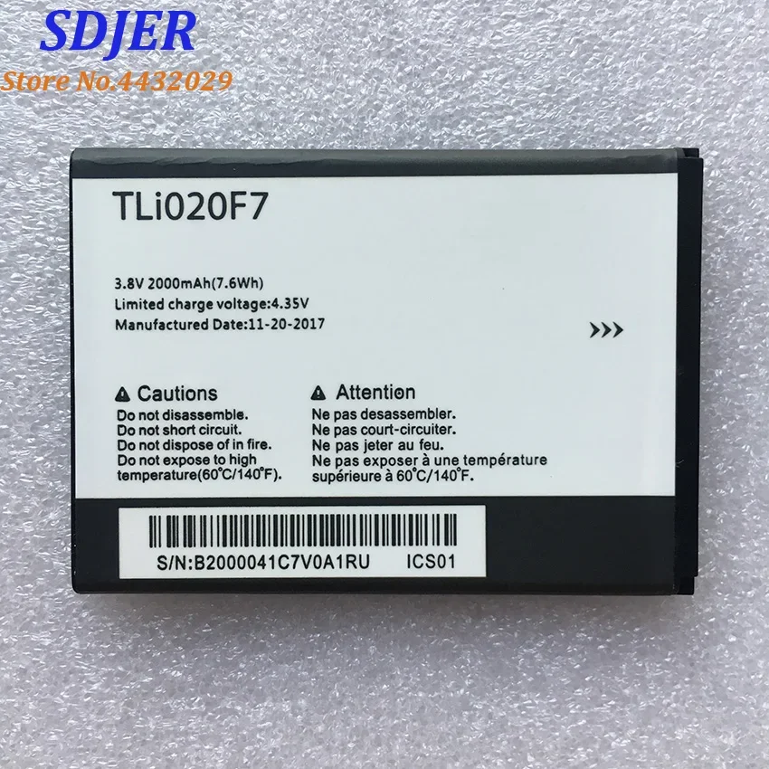 TLI020F7 Battery For Alcatel PIXI 4 5045D Pop 2 5042D C7 7040 7040D 7041 7041D J720 J720T J726T J726T-so2 Accumulator 2000mAh