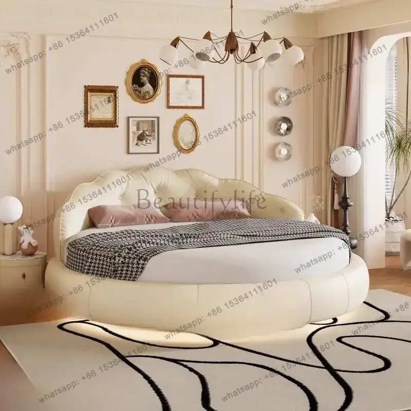 LSDesigns Nordic Double Bed Board Decoration Large Wooden Floating Double Bed Frame Modern Cama Matrimonial Furniture For Home