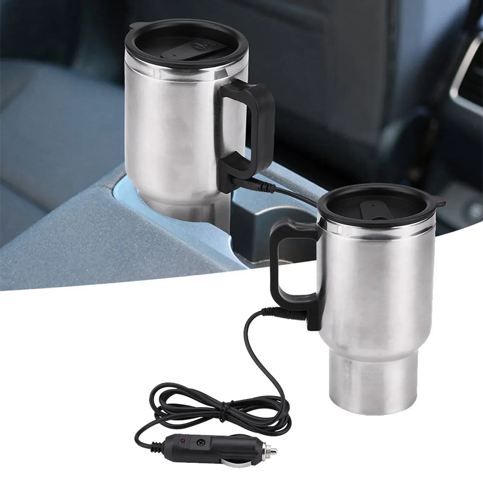 12V 450ml Electric Incar Stainless Steel Travel Heating Cup Coffee Tea Car Cup Mug Travel Heating Cup Electric Water Kettle