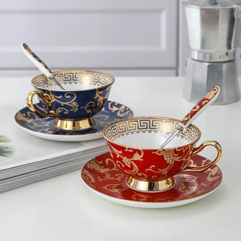 British Style Retro High Grade Ceramic Coffee Cup And Saucer Porcelain Coffee Set Tea Cup And Saucer Classic Drink Gift