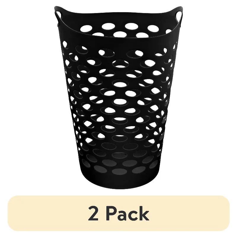 Flexible Black Laundry Hamper with Carrying Handles