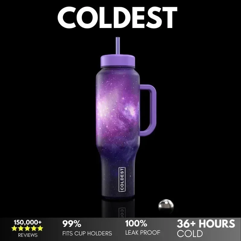 COLDEST Limitless Tumbler with Handle and Straw | 100% Leakproof Insulated Tumber | Keeps Ice 36+ Hours | Includes 3 Lids