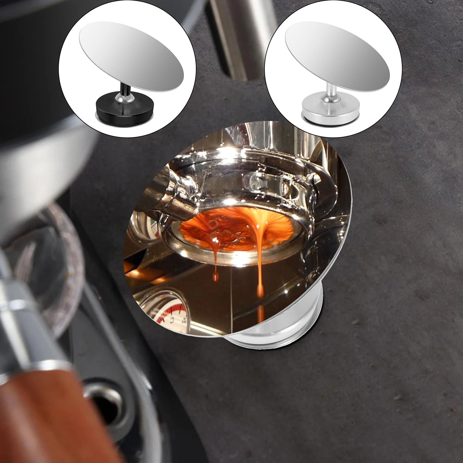 Coffee Extraction Observation Mirror Stainless Steel Reflector Magnetic Base Multi Directional Rotating Coffee Extractor Mirror