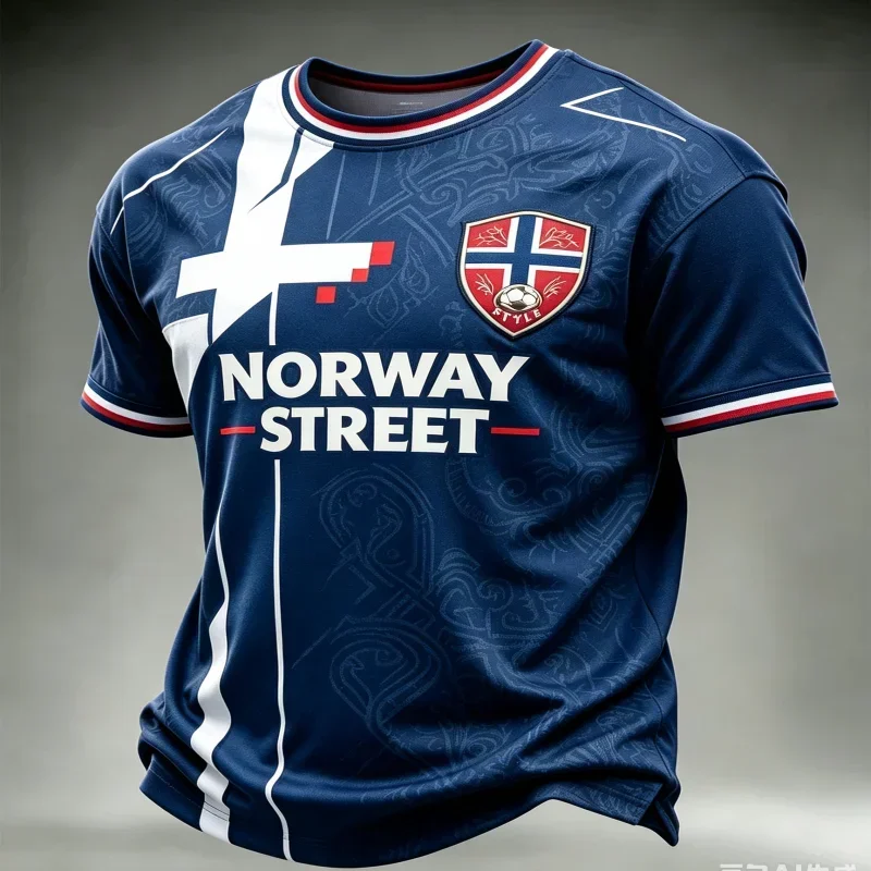 Parent Child 3D Printing Norway Viking 2026 New Football Jersey for Leisure Training Breathable Quick Drying Sports T-shirt