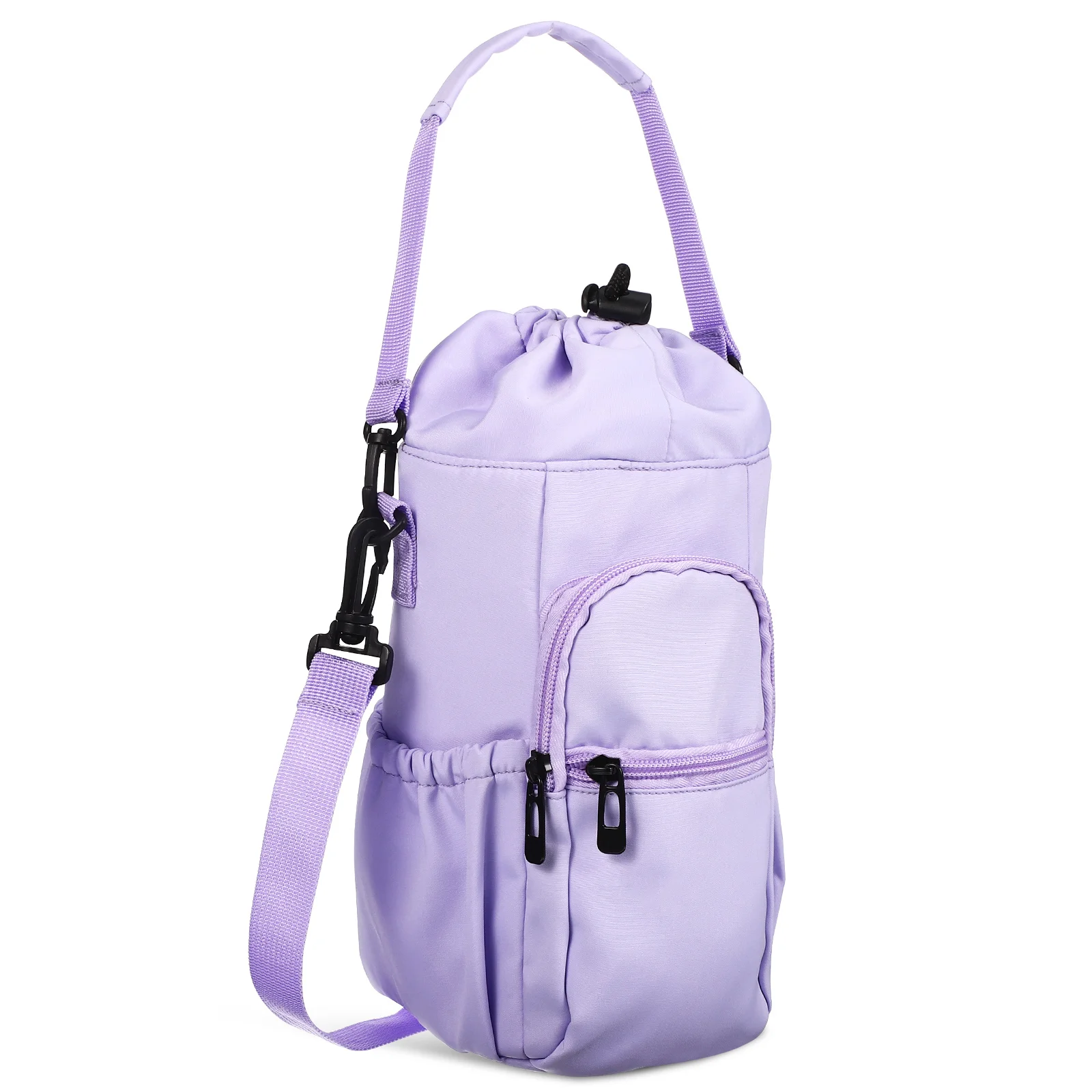 

Cup Cover Water Bottle Carrier Bag Purple Cloth Ample Storage Drawstring Closure Universal Size Hiking Tumbler Holder