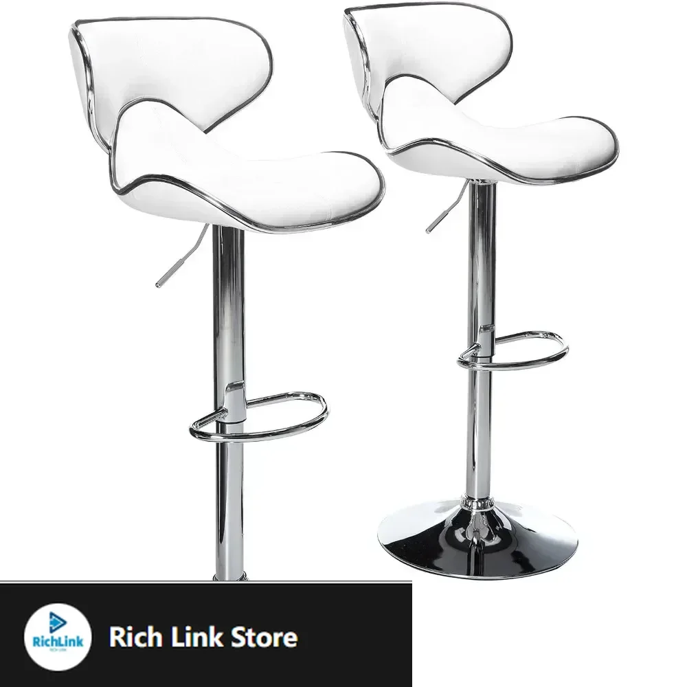 

Masaccio Cushioned Leatherette Upholstery Airlift Adjustable Swivel Barstool with Chrome Base, Set of 2, White
