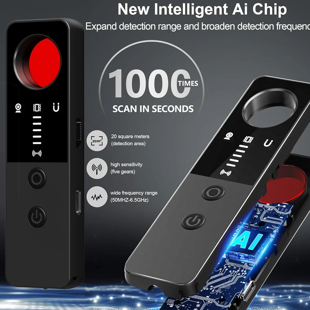 Hidden Camera Detector Mini Bug Sweeping Device Wireless Camera Finder for Hotel Protecting Privacy Advanced Listening Features