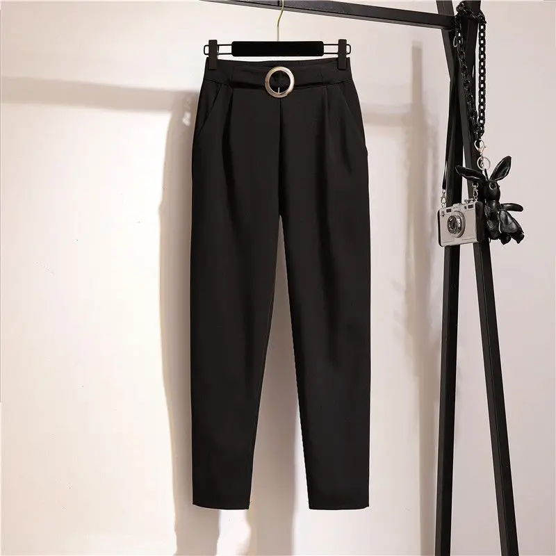 

Women Lambskin Cashmere Solid Color Pants Female Casual Cotton Autumn and Spring Trousers Loose Harlan Long Trousers W110