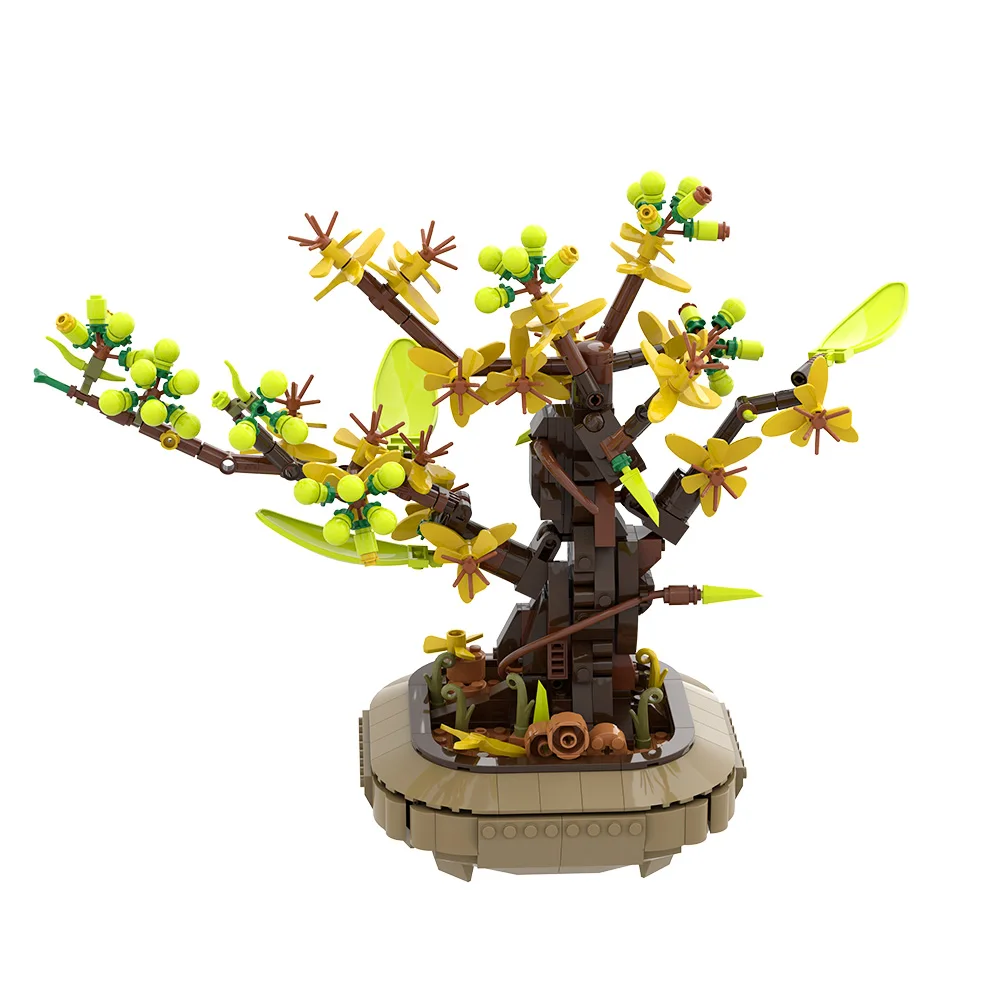 Gobricks MOC Vier JahreszeitenApricot Bonsai Bausteine Pflanzen Und Blumen Ziegel diy Zusammengebautes Dekoratives Spielzeug Kinder Geschenk