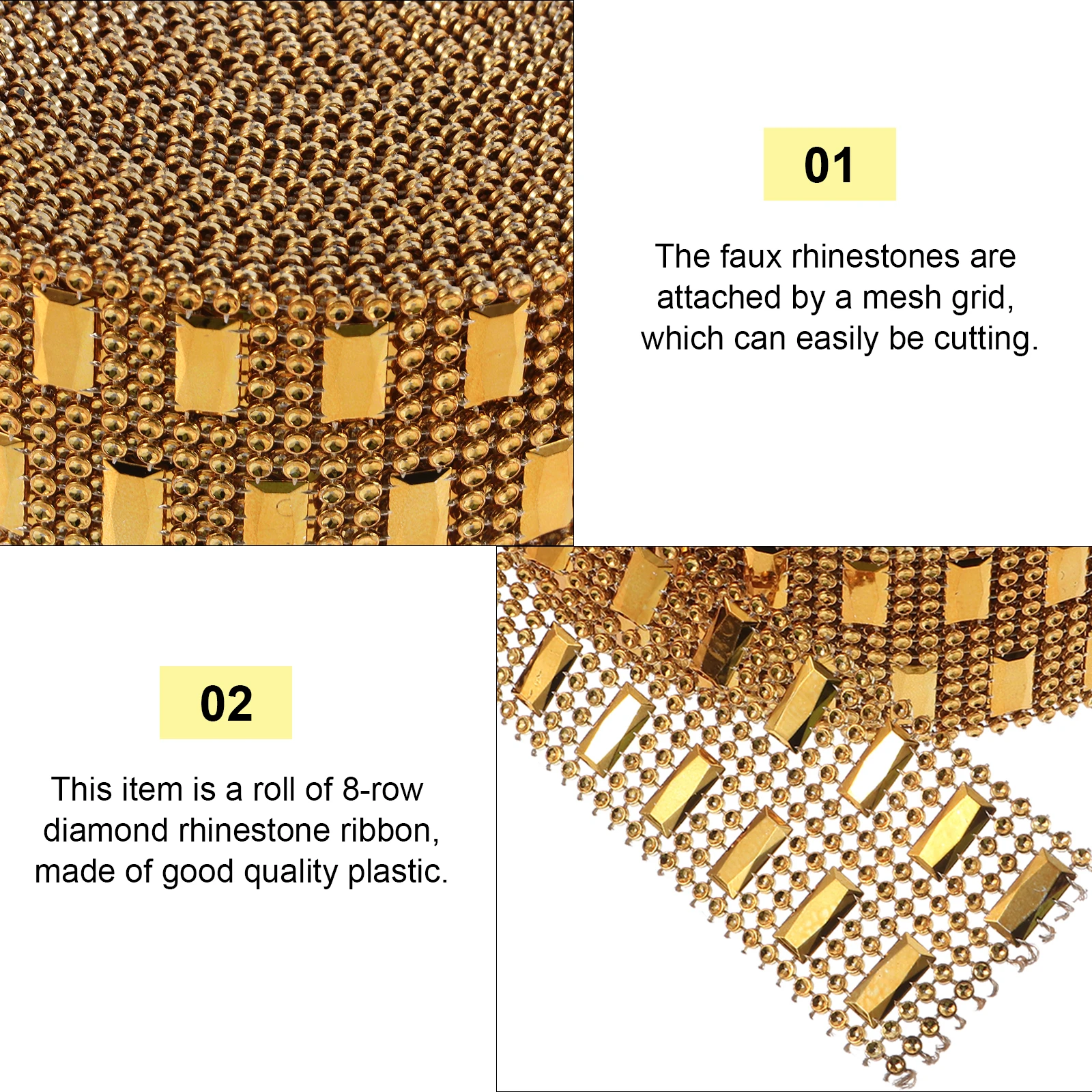 

1 Roll Gorgeous 8-Row Diamond Ribbon Sparkling Rhinestone DIY Craft Decoration Supply