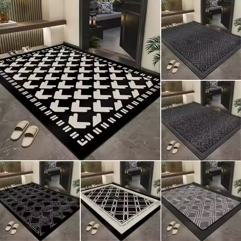 Minimalist Grid Modern Entrance Carpet Non-Slip Door Mat for Home Decoration Durable Easy To Clean Indoor Outdoor Decoratation