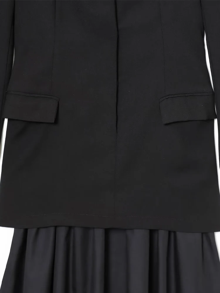 ヨーロッパ風の新しいレディースファッション、多用途でエレガントな無地Vネック長袖パッチワークスーツドレス