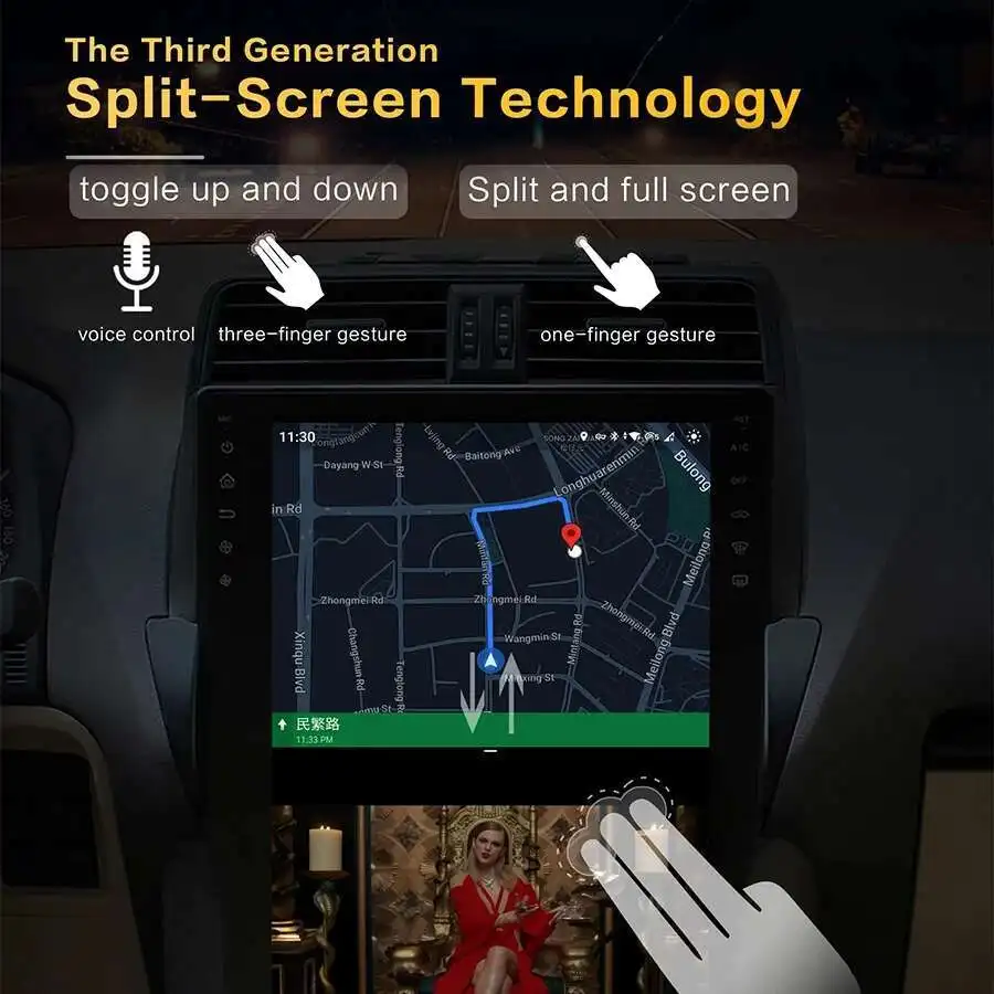 Lecteur vidéo de voiture pour Ford Edge 13.6-2015, écran Android, navigation GPS, Carplay, stéréo, style de placement, limitation de 2019 pouces