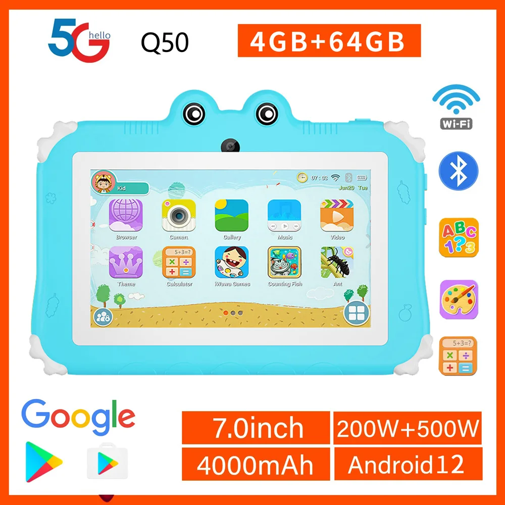 2024 Global 7.0-inch Android 12 Mini Children\'s Tablet 4GB RAM 64GB ROM Children\'s Gift  and Affordable