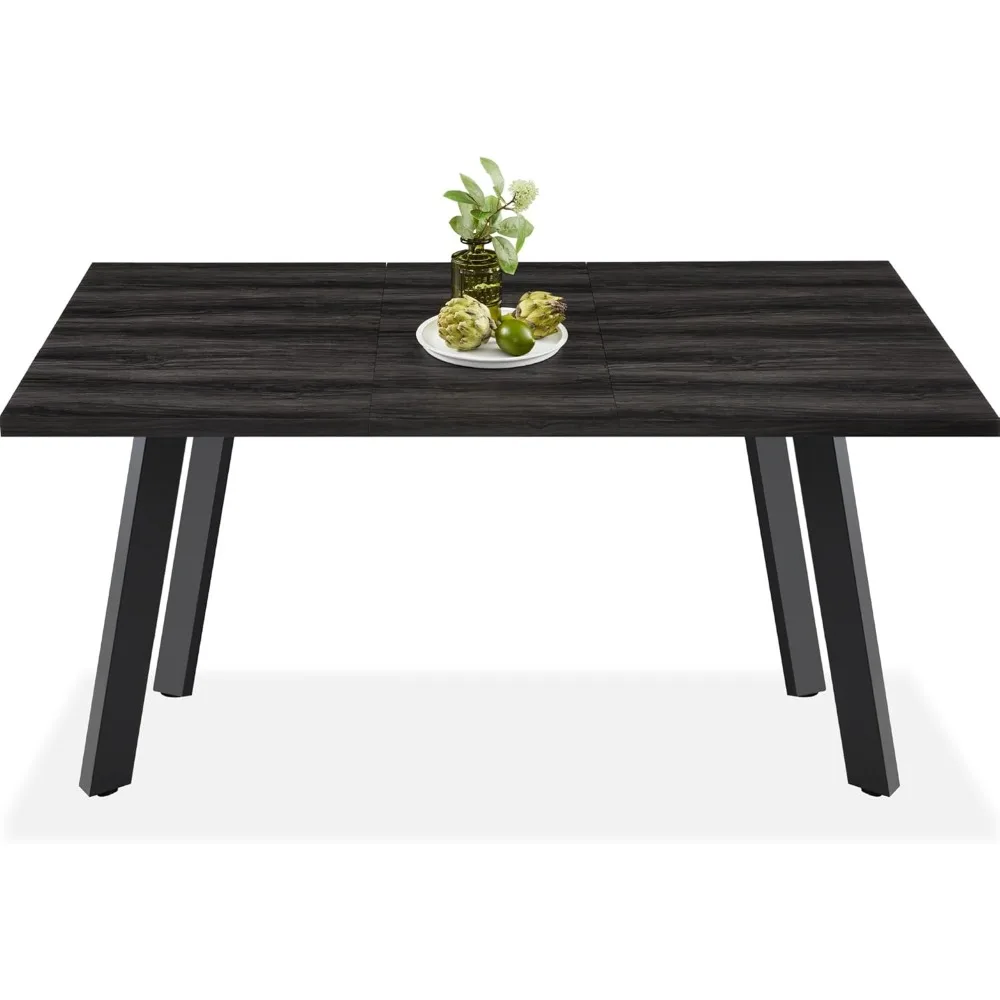 

Extendable Dining Table 47 to 63in Modern Large Expanding Kitchen Table up to 6 People w/Leaf Extension, 2 Locks, 132lb Capacity