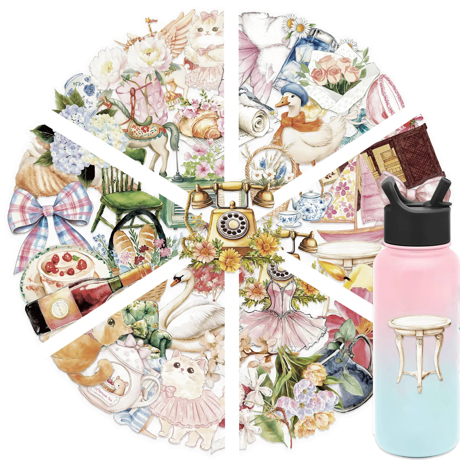 

10/30/50PCS Cartoon INS Style Cute Watercolor Girl's Garden Sticker DIY Scooter Laptop Scrapbook Desk Doodle Decal Toy Gift