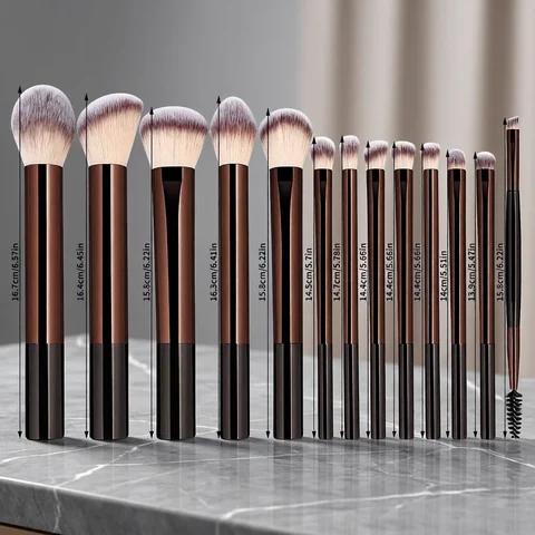 13PCS Makeup Brush Set Foundation Concealer Powder Eyeshadow Blush Brush Kabuki Blending Cosmetic Beauty Tool for Face