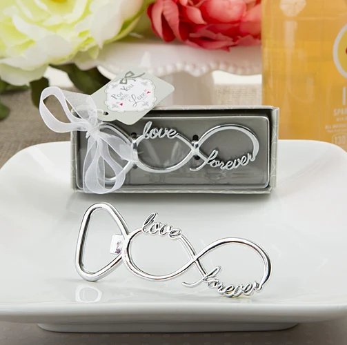 

Free Shipping 100pcs/lot Party Favors "Forever Love" Chrome Beer Bottle Openers Wedding Favors