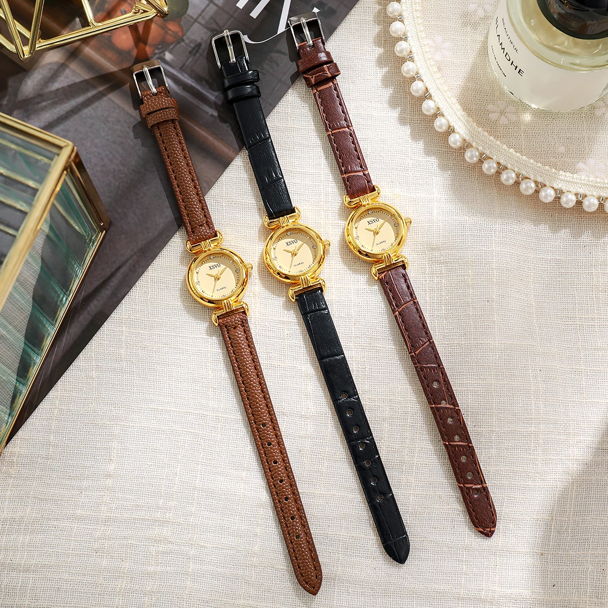 

Простая полоска, шкала сверления, кварцевые часы с маленьким циферблатом и поясом