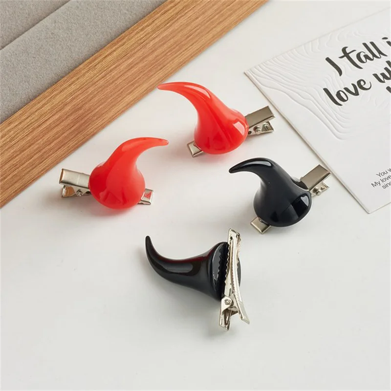 2PCS Goth Horn Hair Clip Halloween Party Hairpin For Woman Girl Taking Photo Braids Role Play Hairpin