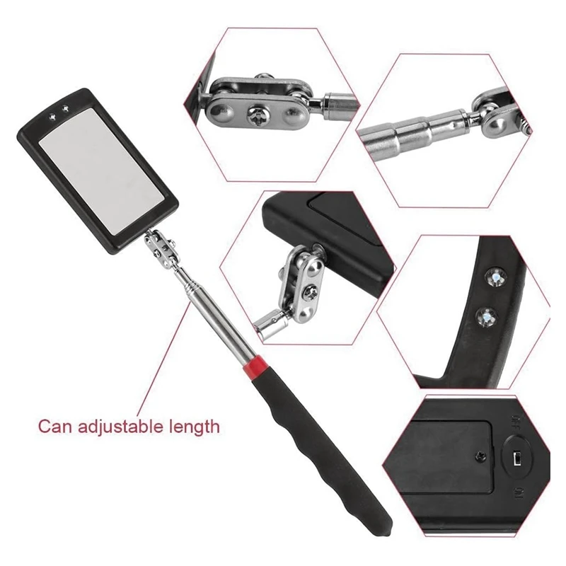 Inspectionmirror Telescoping With Light Mirrorpractical Addition To Car Repair,Inspection Tool For Checking Vehicle Spare Parts