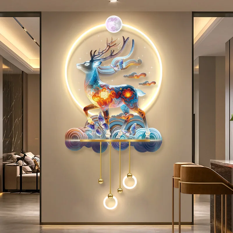 2025 light luxury Shenlu entrance LED light painting corridor corridor led with light mural light pendant