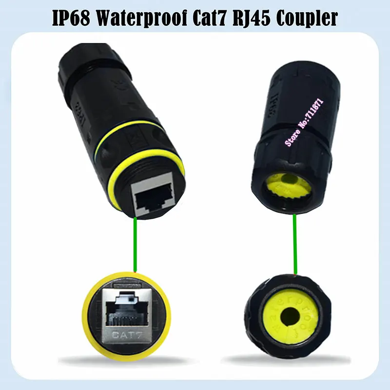 IP68 waterproof dustproof shielded 10Gbps 8Pin Rj45 Female to Female Adapter Connector 8P Rj45 Female Ethernet Adaptor Connecter