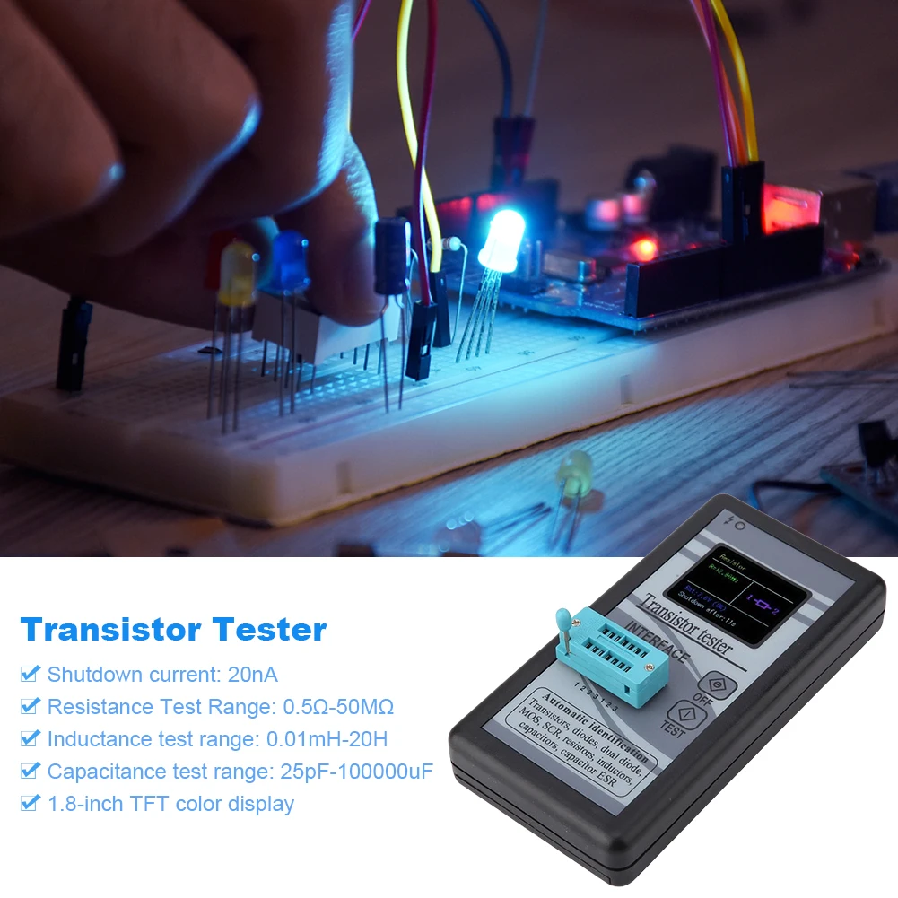 

M328 Transistor Meter Multifunction Transistor Capacitor Tester 1.8 TFT Colorful Display Capacitance Inductance Resistance Meter