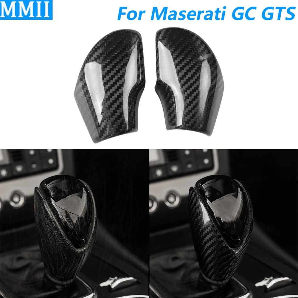 

For Maserati GranCabrio GC GranTurismo GTS 2008-2019 Real Dry Carbon Fiber Gear Shift Knob Side Cover Car Accessories Decoration