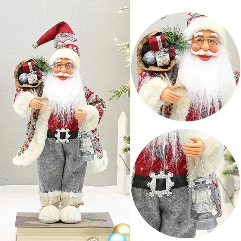 Santa Claus Figurines Santa Claus Doll Standing Santa Claus Figurine With Bag 18 Inches Holiday Decoration Santa Claus