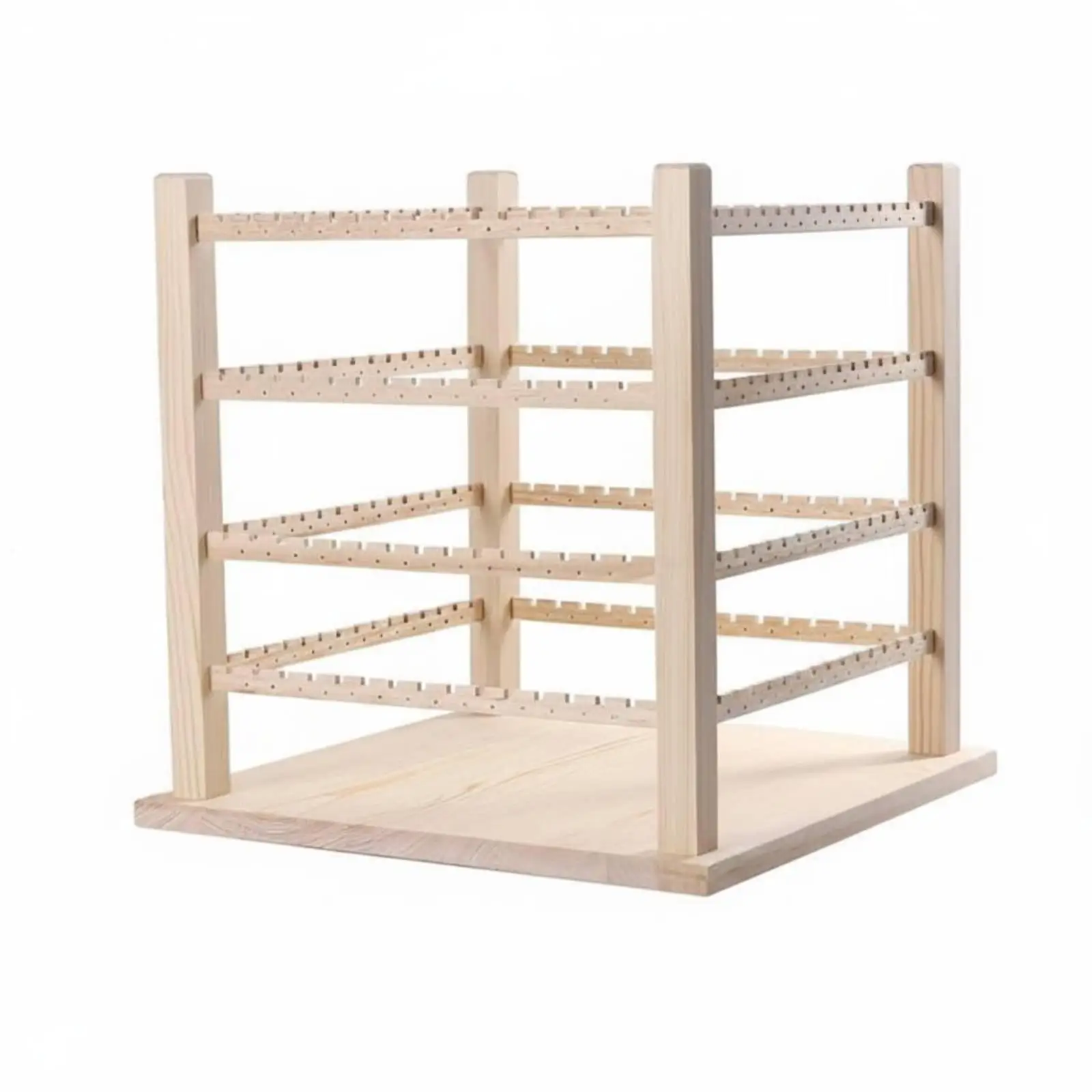 Rotating Solid Wood Earring Display Stand Multi Tier Jewelry Organizer for Retail Shop and Professional Use