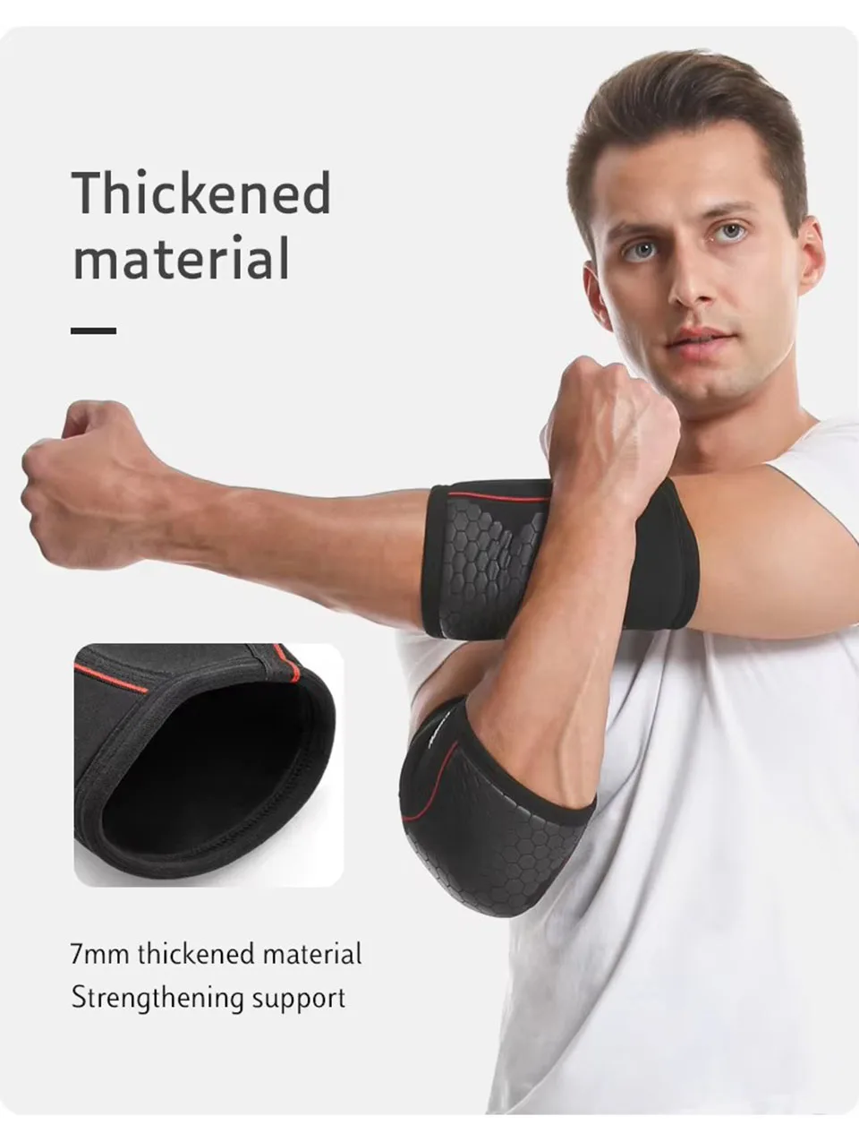GTUBIKE Gewichtheben Ellenbogenbandage Unterstützung Kompression Ellenbogenschützer Armstulpen Schutz für Powerlifting Gym Kraft Fitness – Detail 14