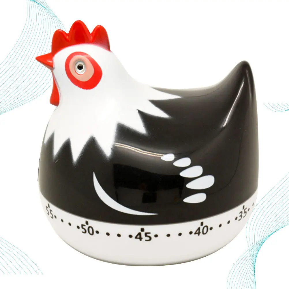 Funny Hen Mechanical Timer for Kitchen Baking Cooking Timing Egg Pancake Cookie Cake Prep Home Decor Functional Reminder Black