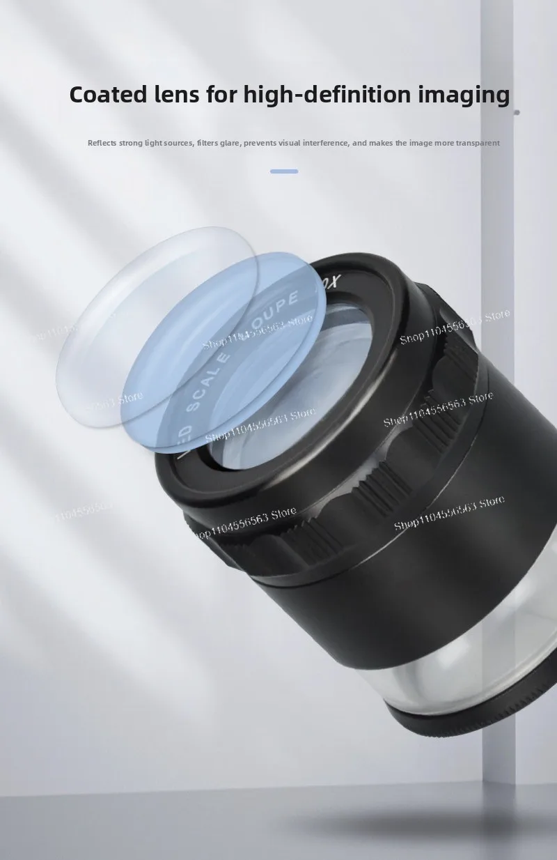 10X/15X/20X/30X Optical Loupe with Scale and LED Light, Portable Magnifier for Printing Inspection and Measurement