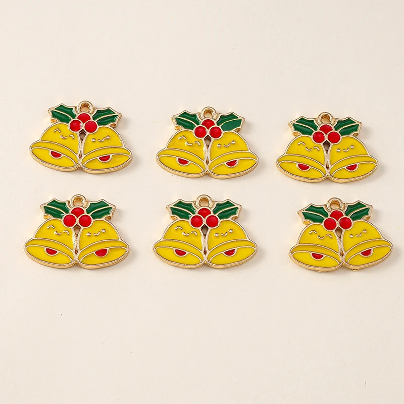 

20pcs 22x16mm Cute Enamel Christmas Bell Charms Pendants for Jewelry Making Drop Earrings Necklaces Bracelet DIY Crafts Supplies