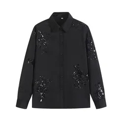 PB&ZA 2024 Summer New Women's Fashion Versatile European and American Heavy Industry Embroidered Shirts