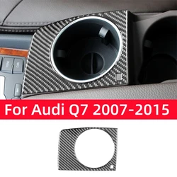 For Audi Q7 2007-2015 Accessories Carbon Fiber Interior Car Central Armrest Box Water Cup Holder Decor Sticker Cover Trim Frame