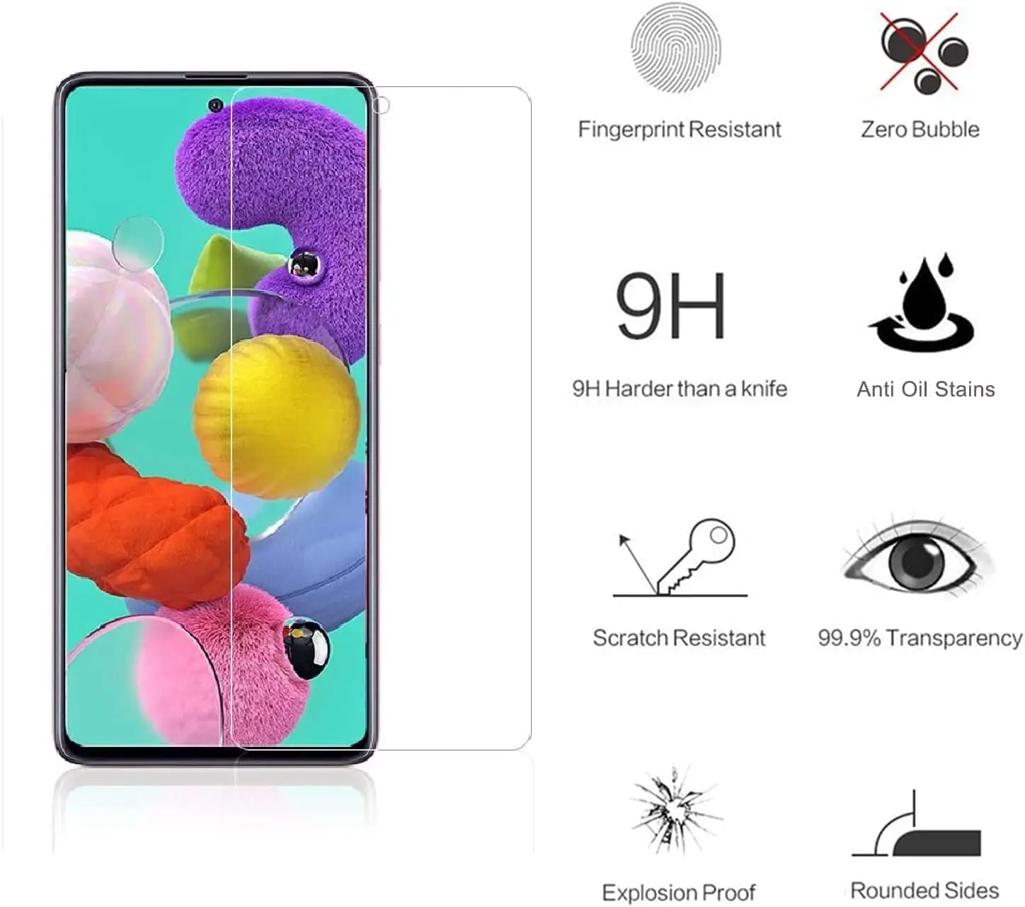 Fotografia 7: Vidro temperado 9H para Samsung Galaxy A51 5G 2/4 unidades protetor de tela HD