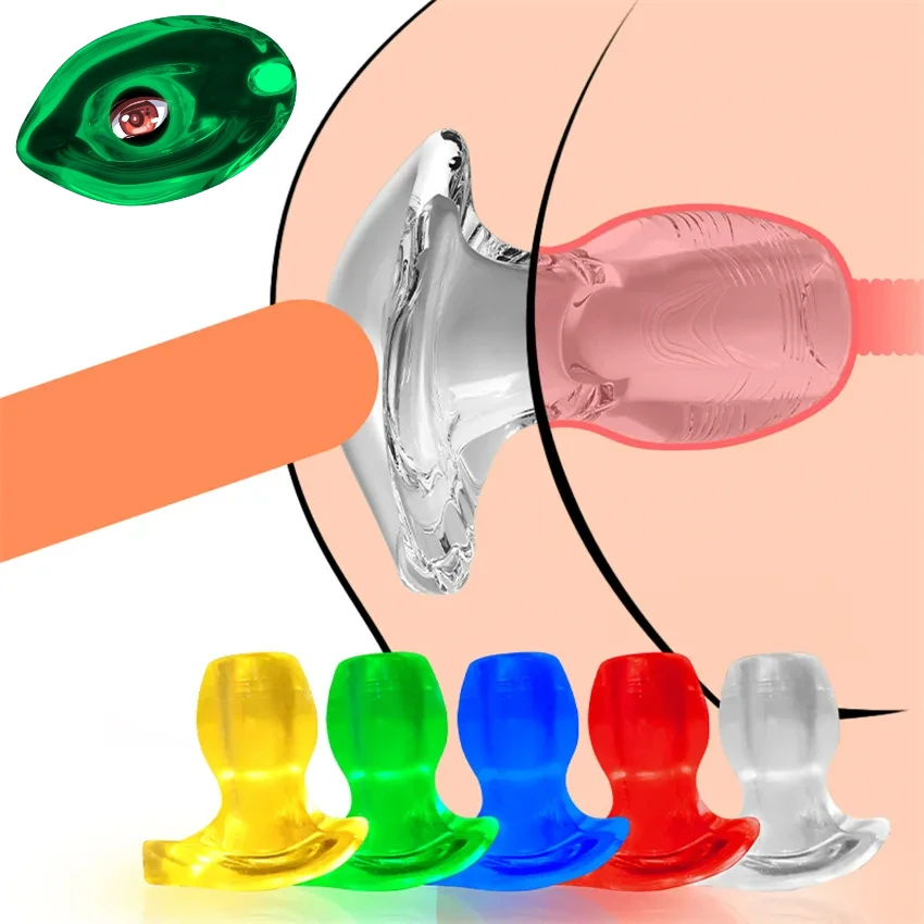 LED Hollow Anal Plug Anus Expander Luminous Butt Plug Vaginal Dilator Soft Speculum Sex Toy for Man Woman Club Adult Products